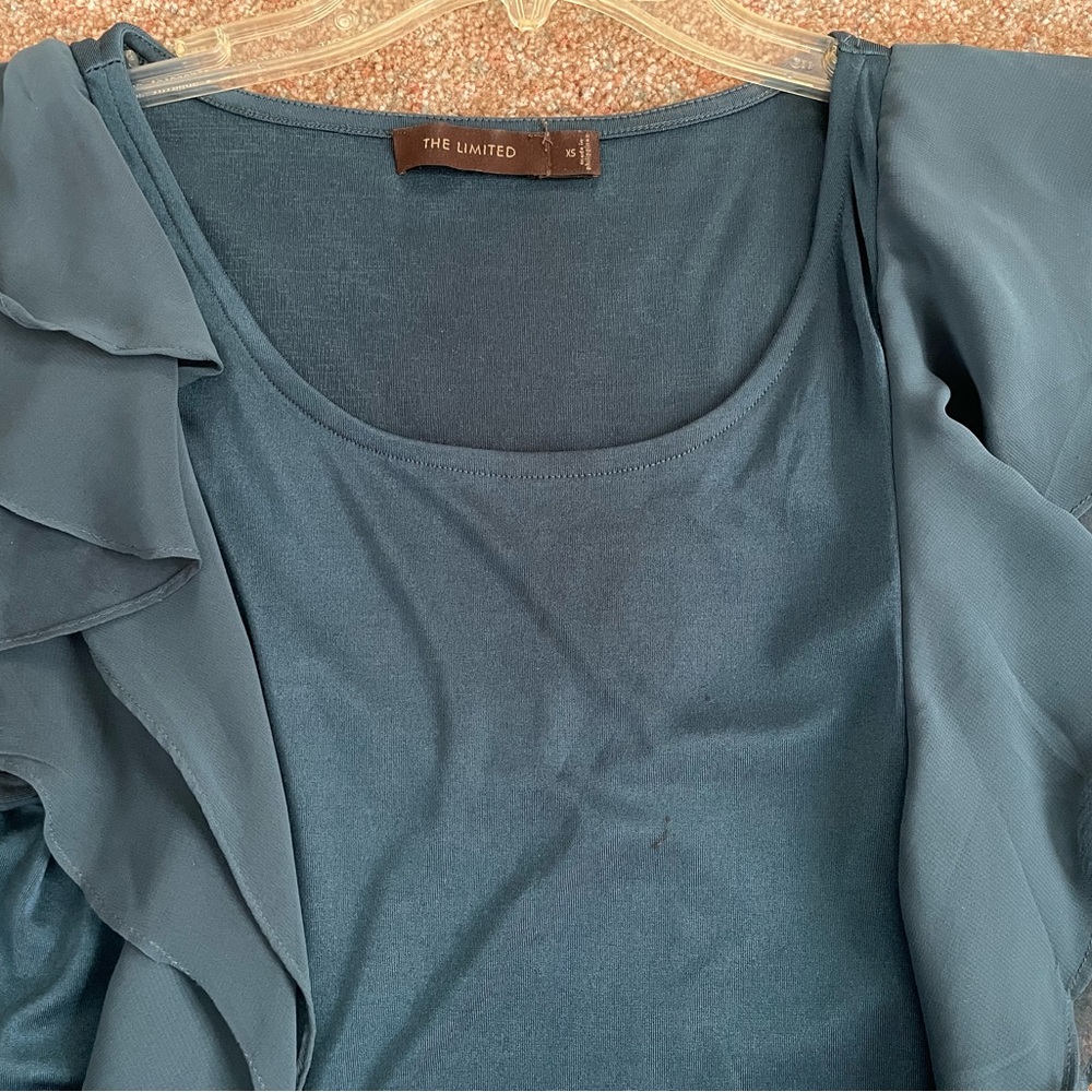 Dark Green Ruffled Top - Picture 5 of 6
